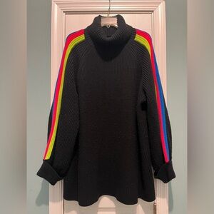 Future Collective Kahlana Barfield Brown Neon Neon Stripes Turtleneck Sweater 3X